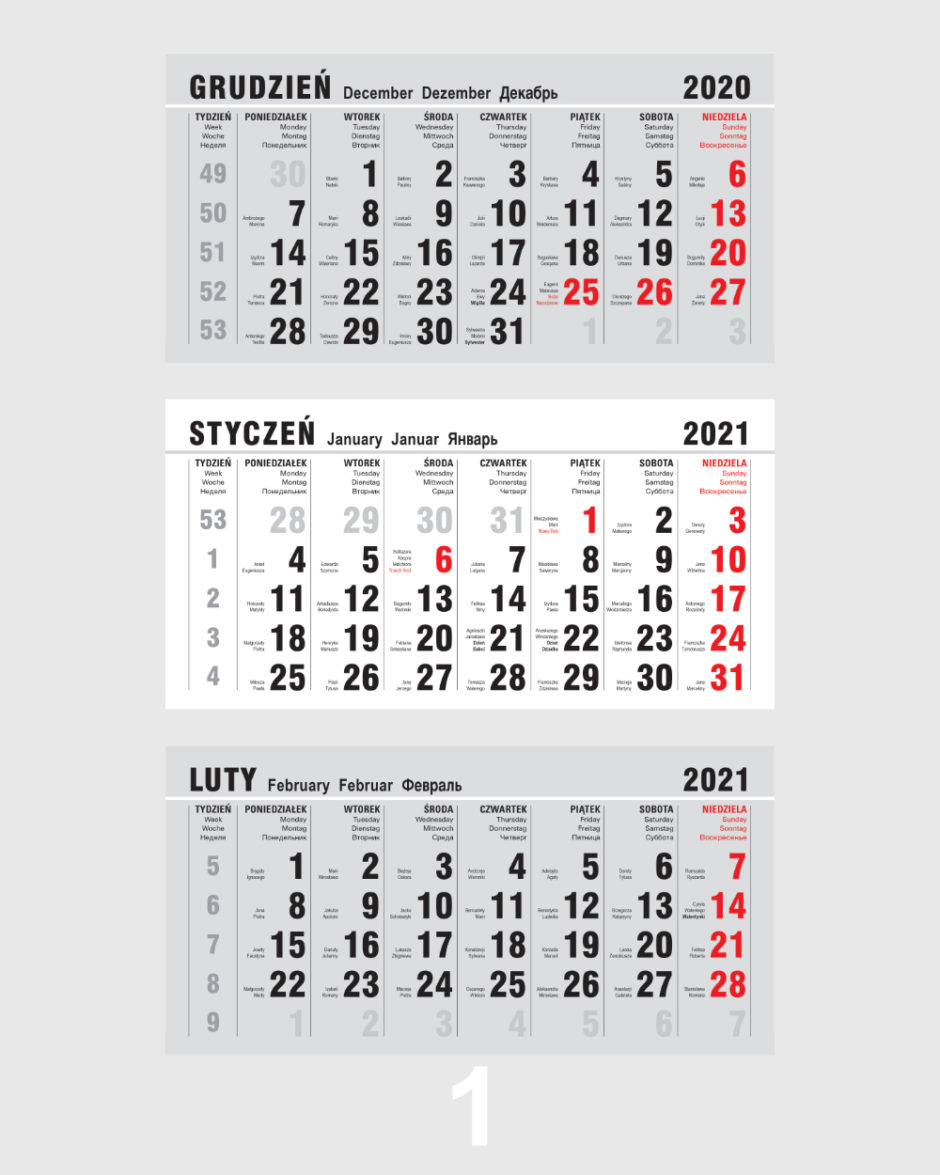 Kalendarz Trójdzielny Kalendarium 1