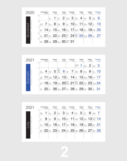Kalendarz Trójdzielny Kalendarium 2