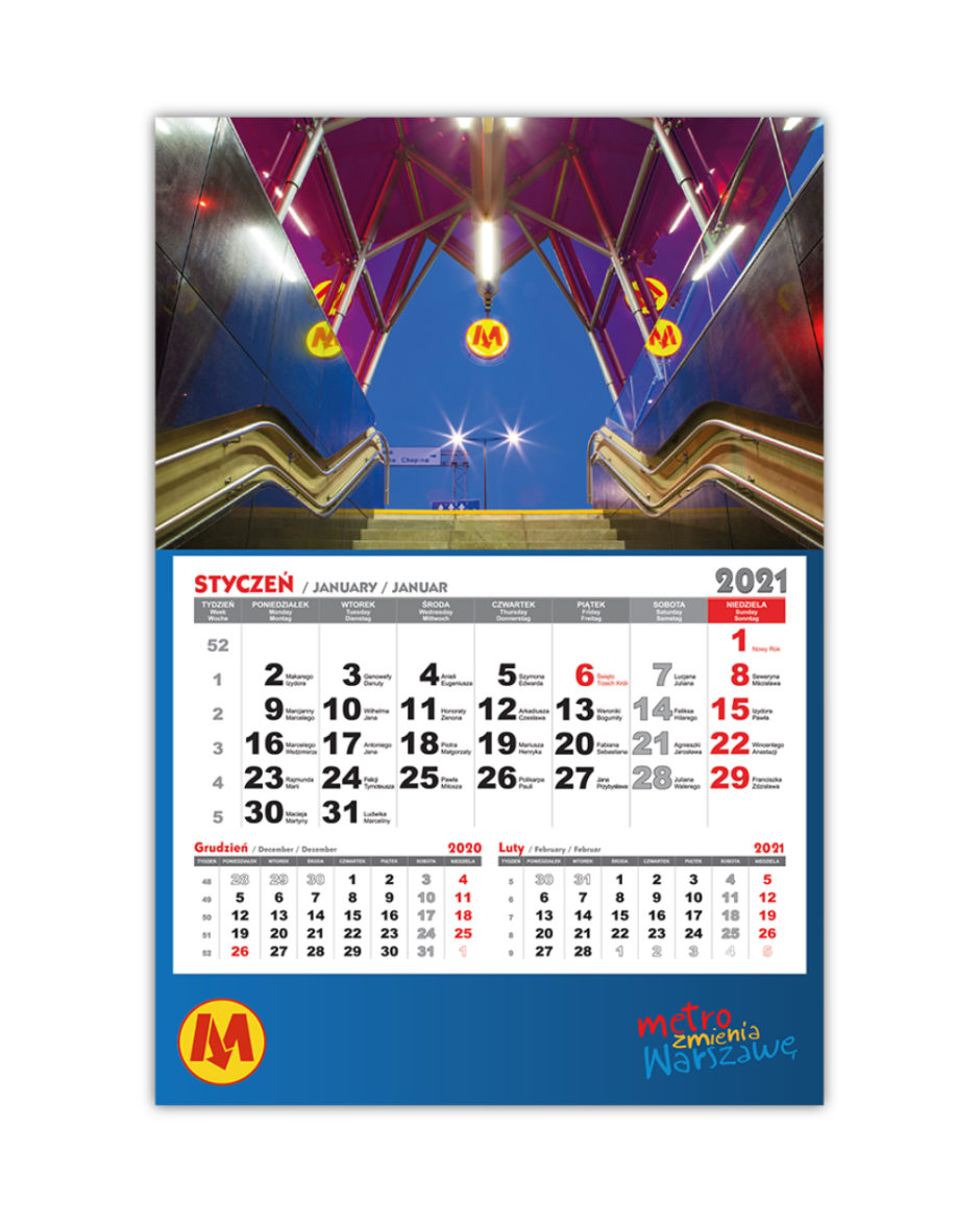 Kalendarz Jednodzielny Metro